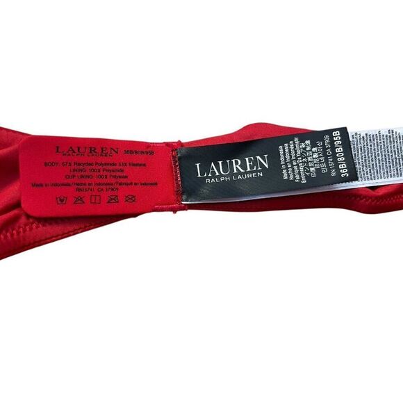 Ralph Lauren Size 36B Lightly Padded Wireless RLL Logo T Shirt Bra Ruby Red NWT - Picture 4 of 5